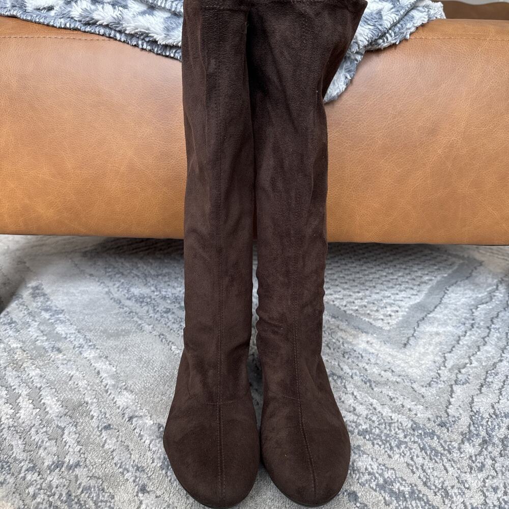 Donald J Pliner Sock Boots Shoes Womens Size 7 Brown Fabric Croc Leather